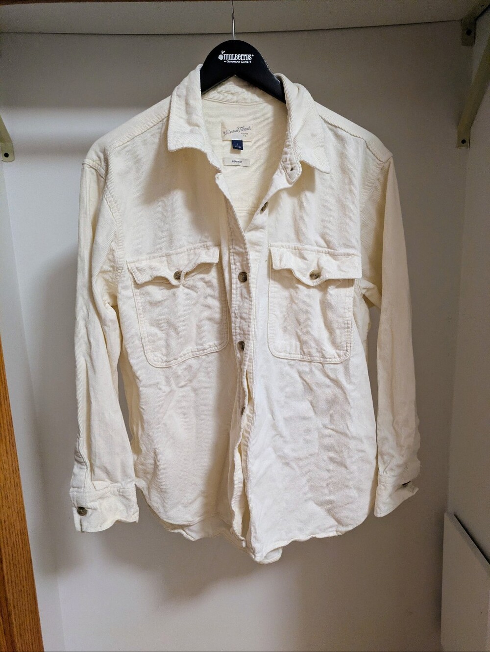 Cream corduroy Button down shaket size large